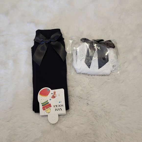 NWT Toddler girl knee high socks with satin anklets bundle - Picture 1 of 6